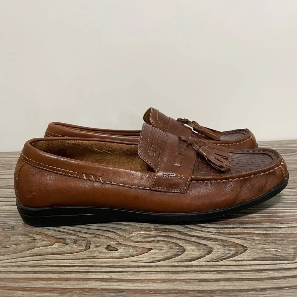 Dockers Memory Foam Brown Leather Loafer Men 10M Comfort Office Business Casual